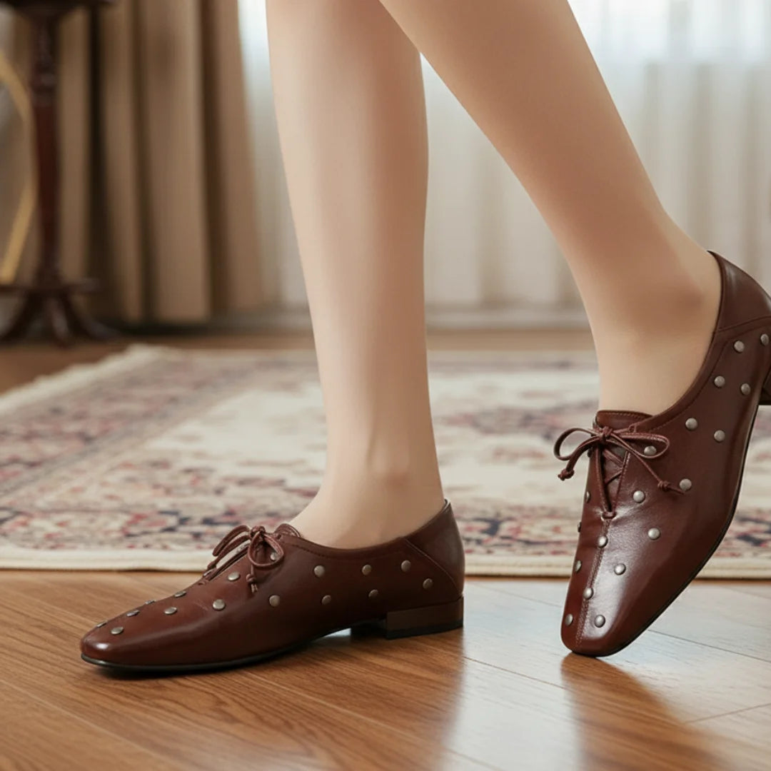 Womens Loafers Rivets Mary Jane Elegant