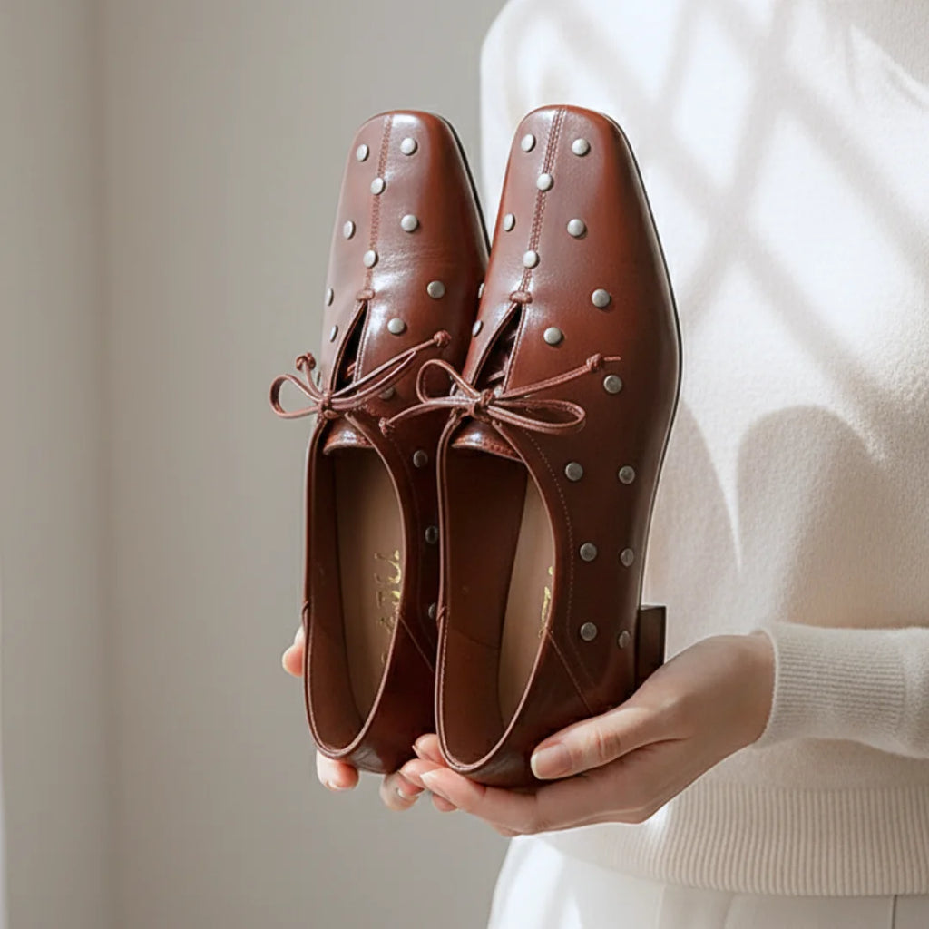 Womens Loafers Rivets Mary Jane Elegant