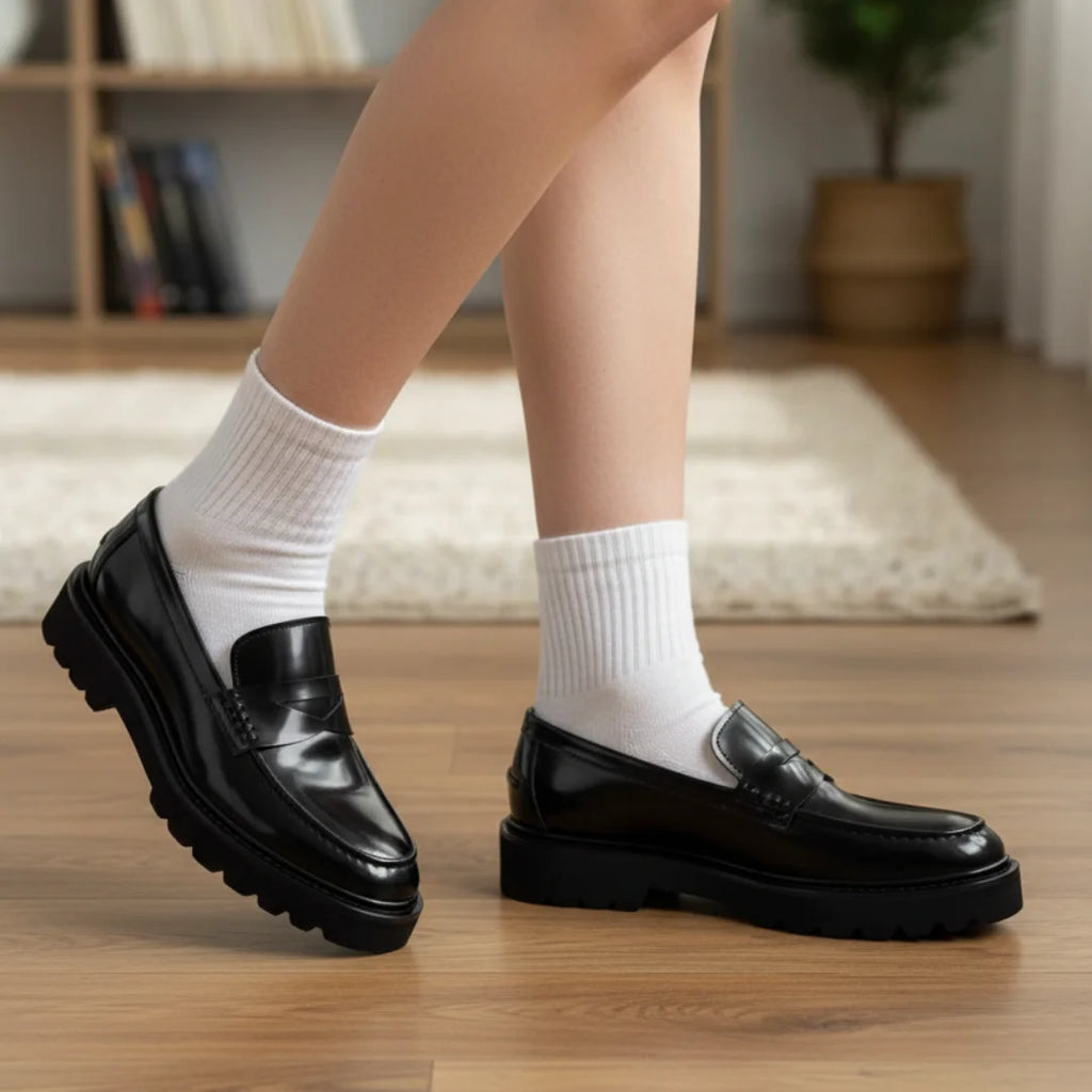 Womens Loafers Handmade Thick Increased By business