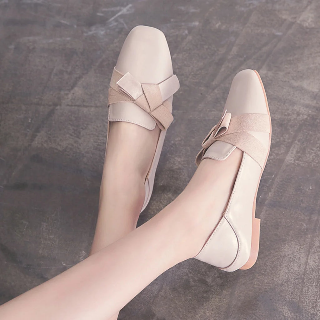 Korean Style All-Match Shallow Mouth Bow Net Red Fairy Shoes