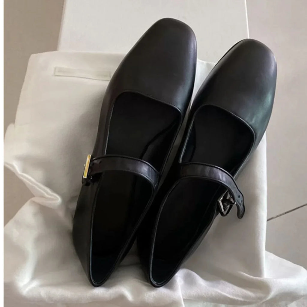 Womens Flats Retro Square Artistic Style