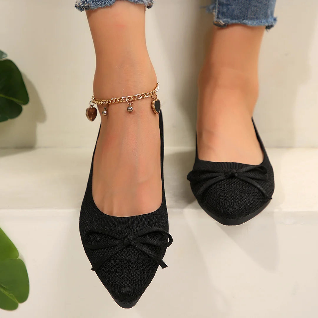Womens Flats Bow Knitted Fashion