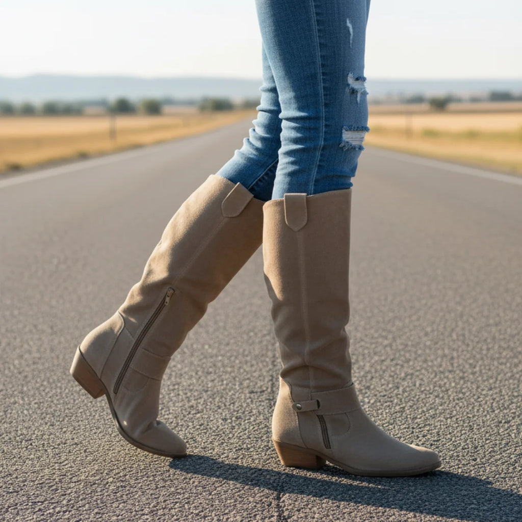 Women's Suede High Boots with Side Zipper