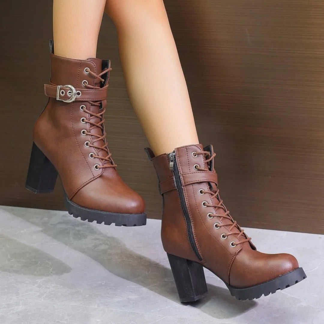 Womens Boots Plus Size Ankle Belt Buckle