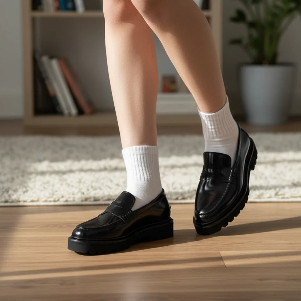 Womens Loafers Handmade Thick Increased By business