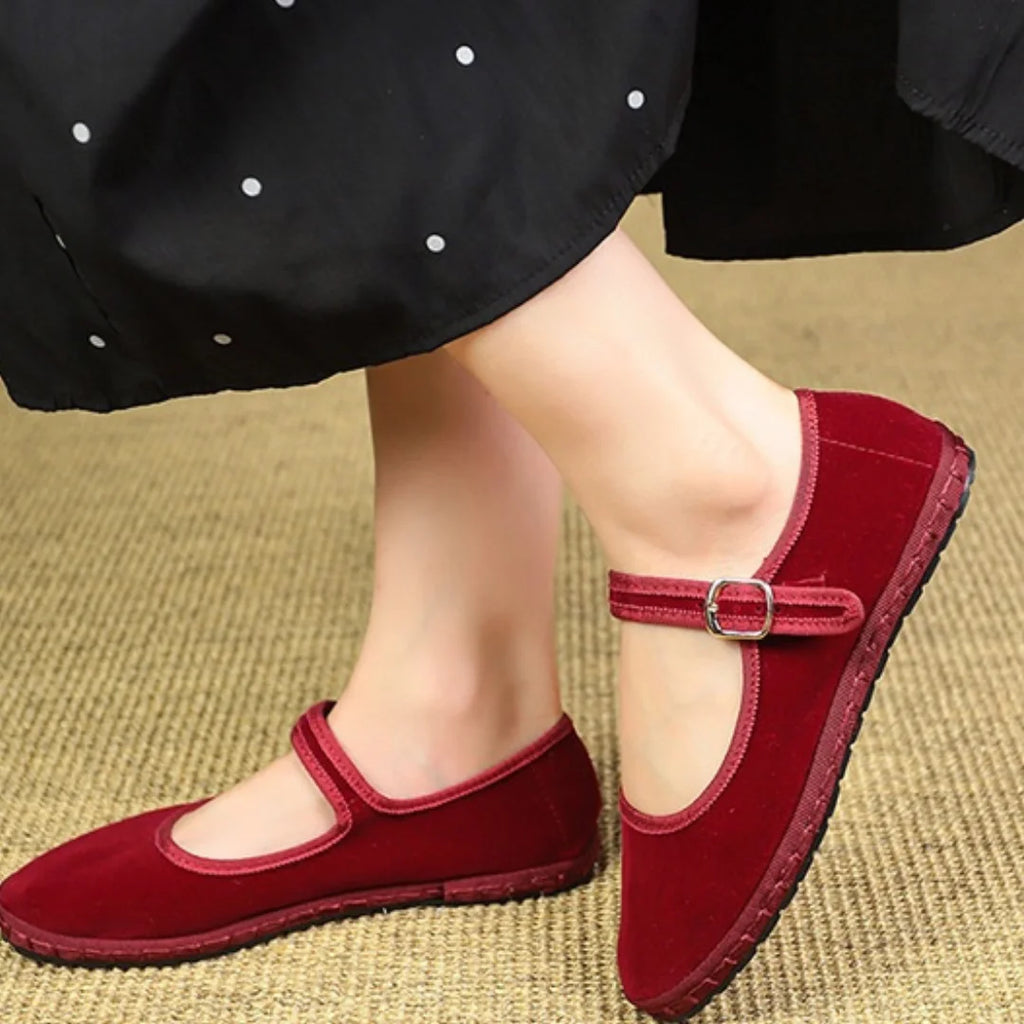 Womens Flats Retro Bottom Suede Pumps