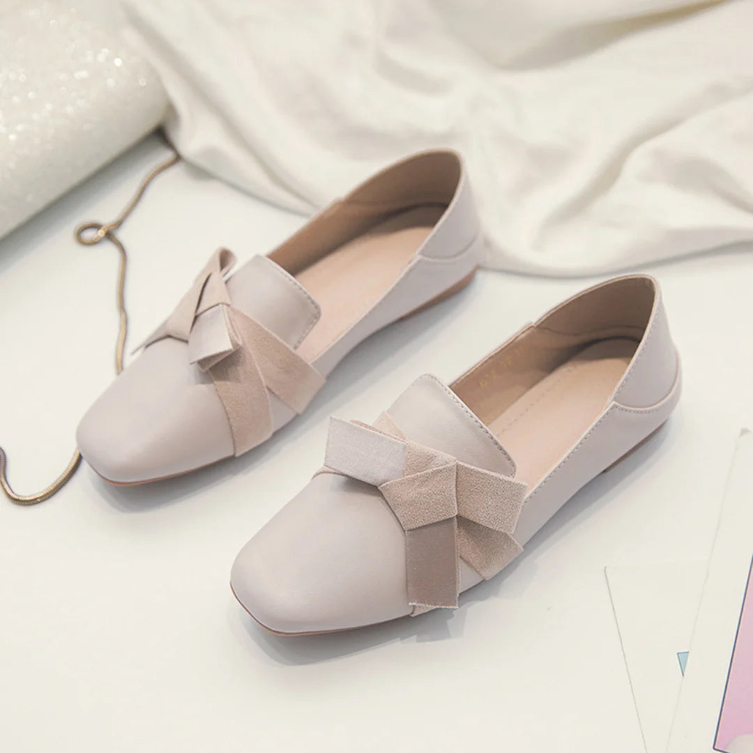 Korean Style All-Match Shallow Mouth Bow Net Red Fairy Shoes