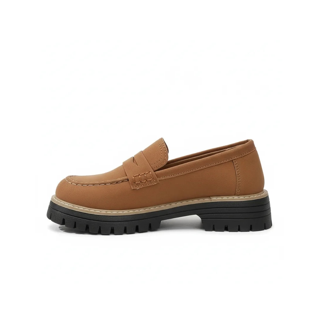 Womens Loafers British Style Chunky Heel