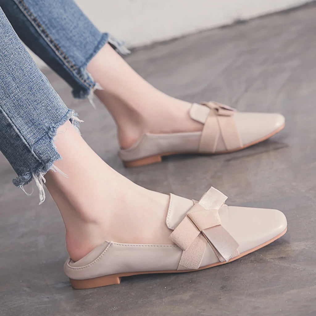 Korean Style All-Match Shallow Mouth Bow Net Red Fairy Shoes