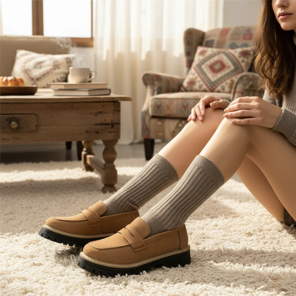 Womens Loafers Leather Plus Size Casual