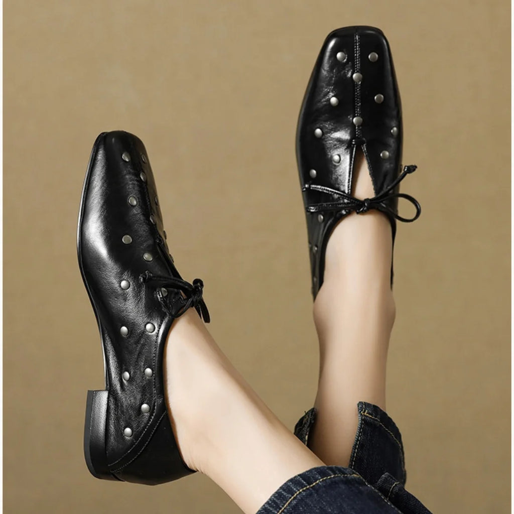 Womens Loafers Rivets Mary Jane Elegant