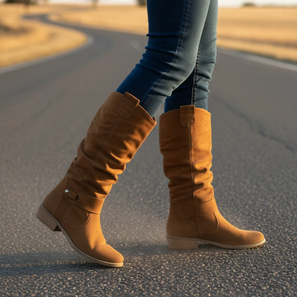 Women's Suede High Boots with Side Zipper