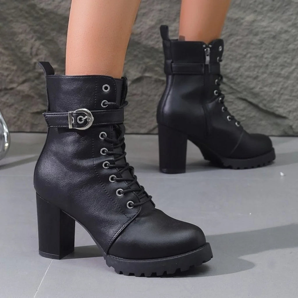 Womens Boots Plus Size Ankle Belt Buckle