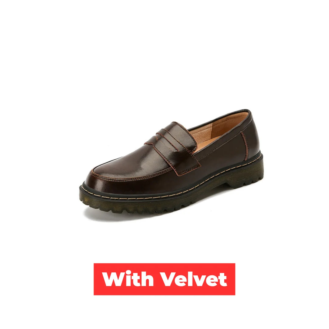 Womens Oxford Round Head Thick Low Heel