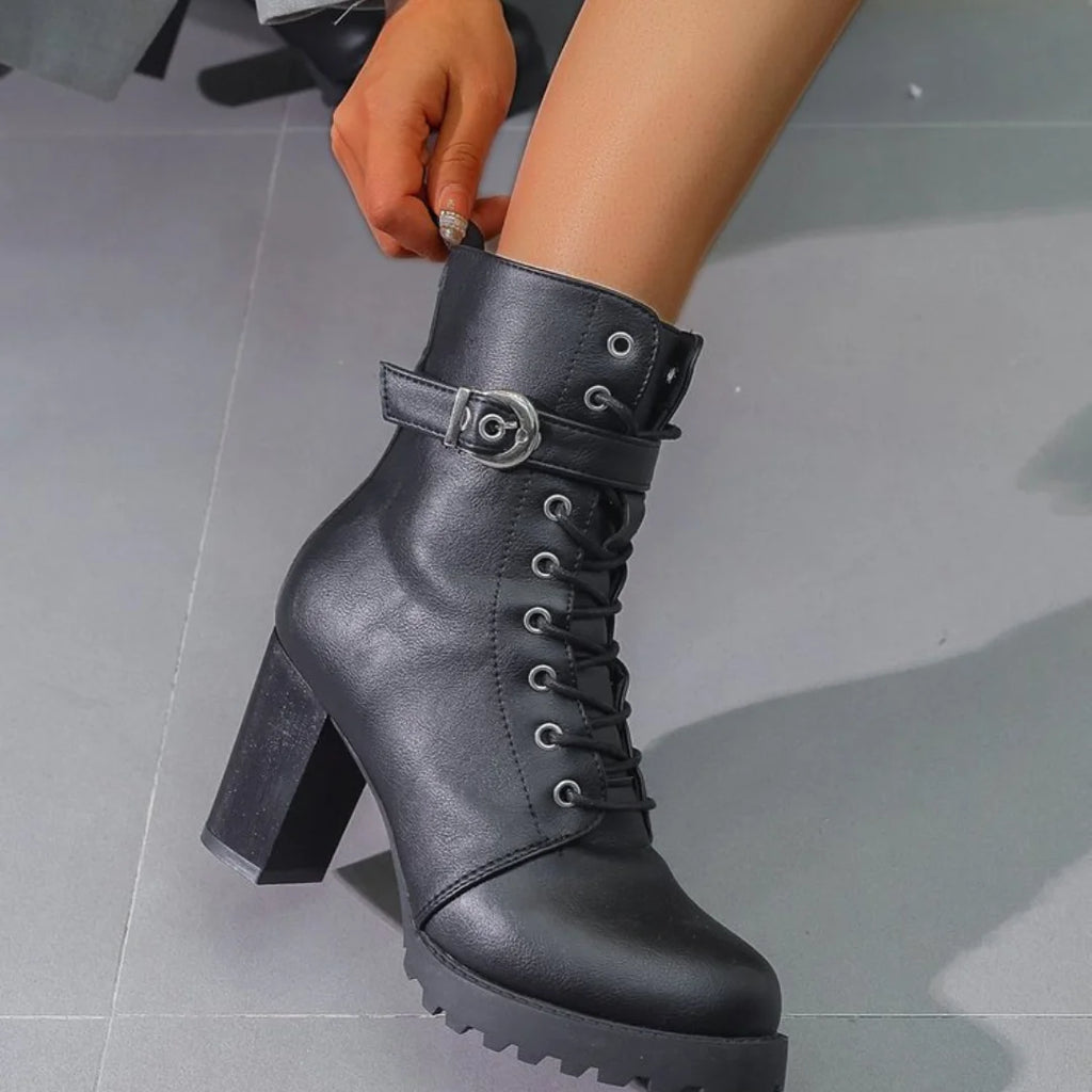 Womens Boots Plus Size Ankle Belt Buckle