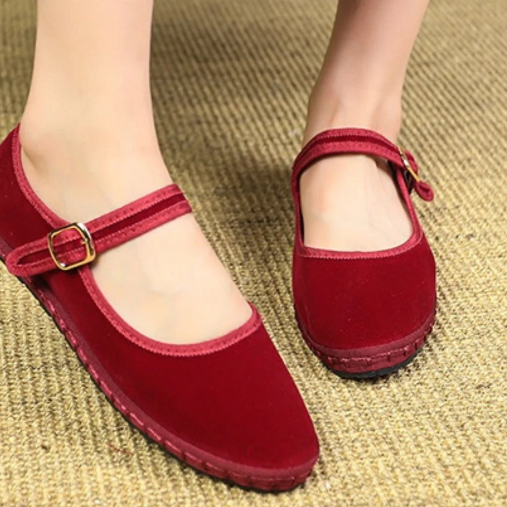 Womens Flats Retro Bottom Suede Pumps