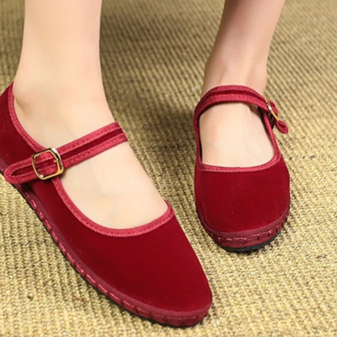 Womens Flats Retro Bottom Suede Pumps
