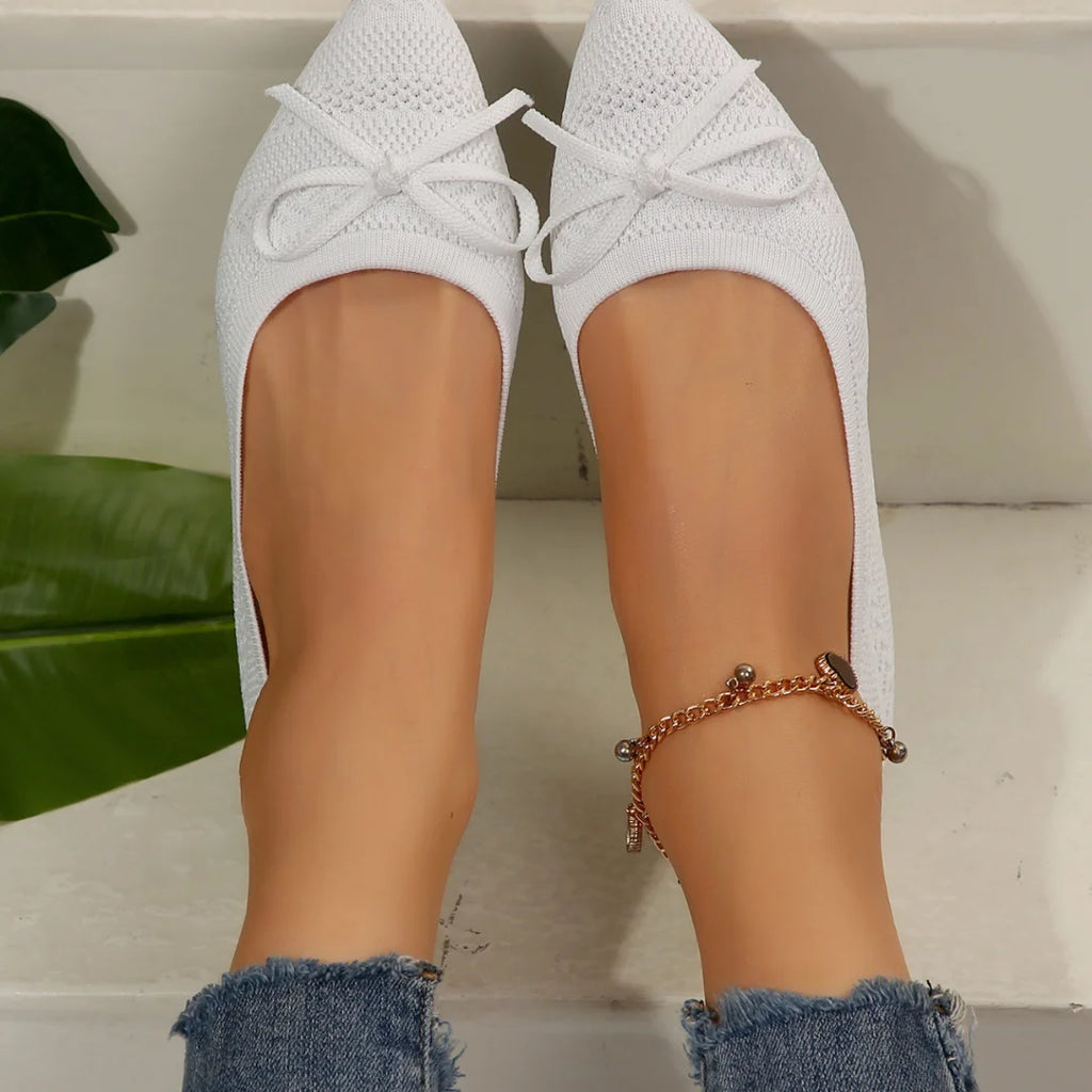 Womens Flats Bow Knitted Fashion