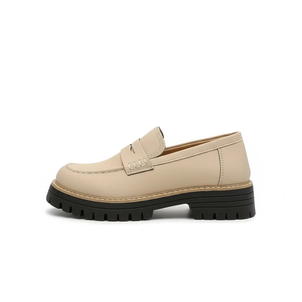 Womens Loafers British Style Chunky Heel