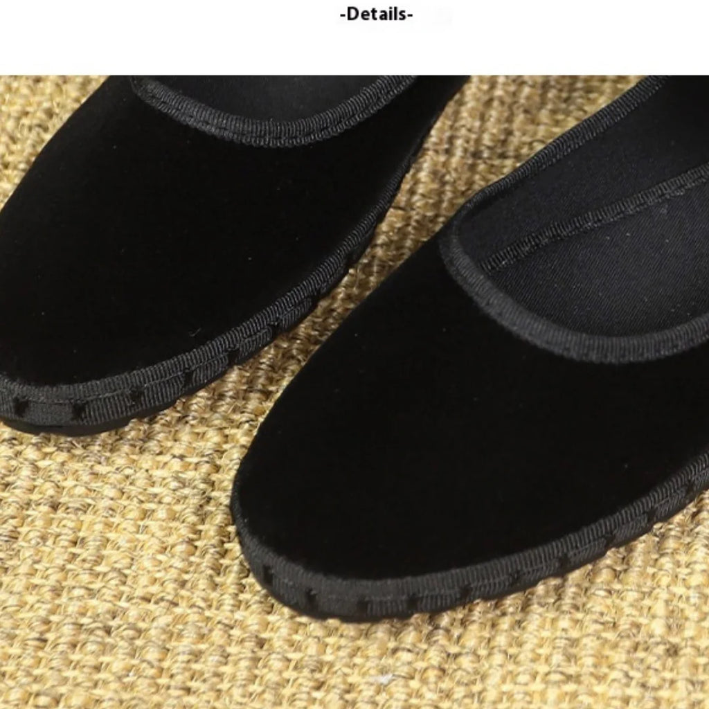 Womens Flats Retro Bottom Suede Pumps