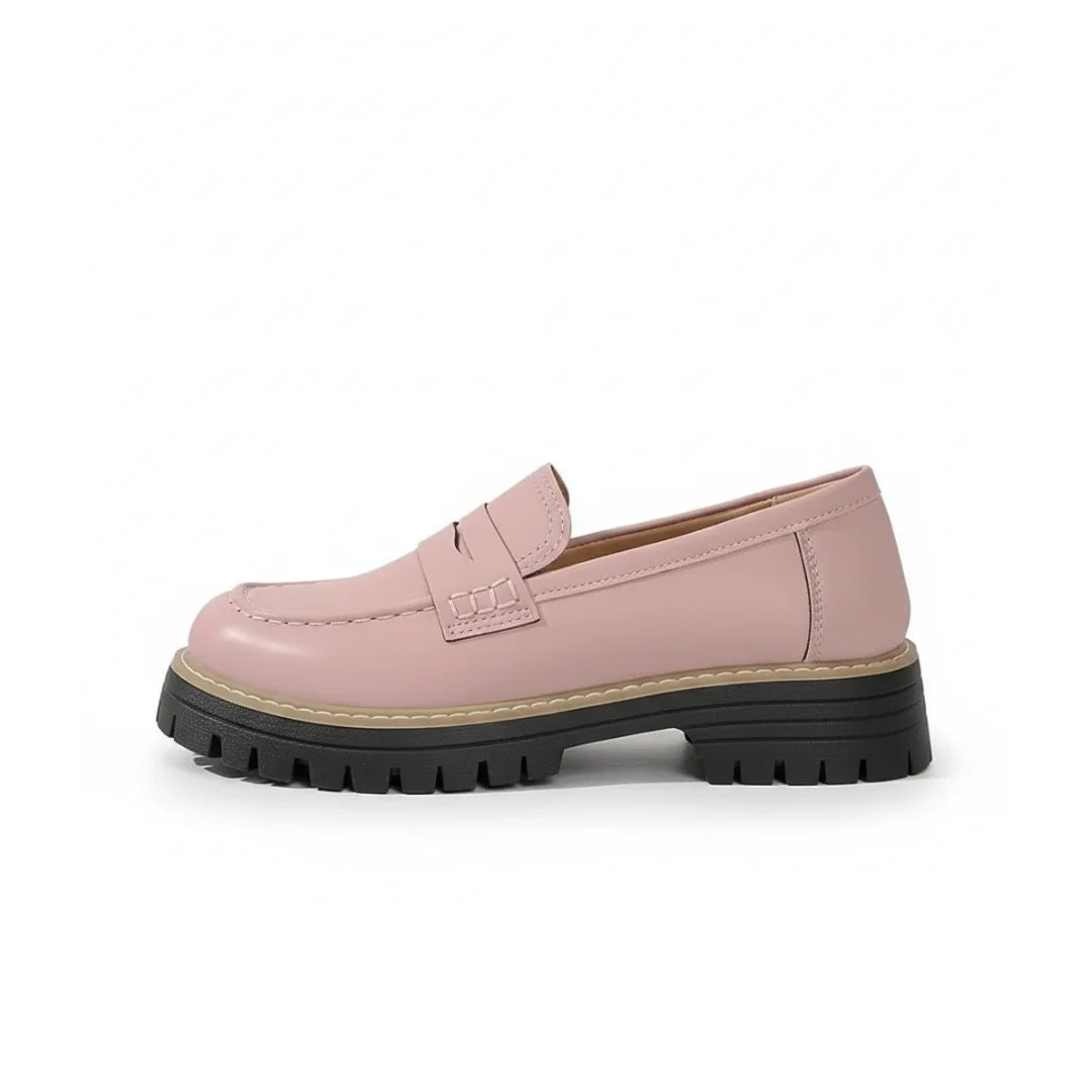Womens Loafers British Style Chunky Heel